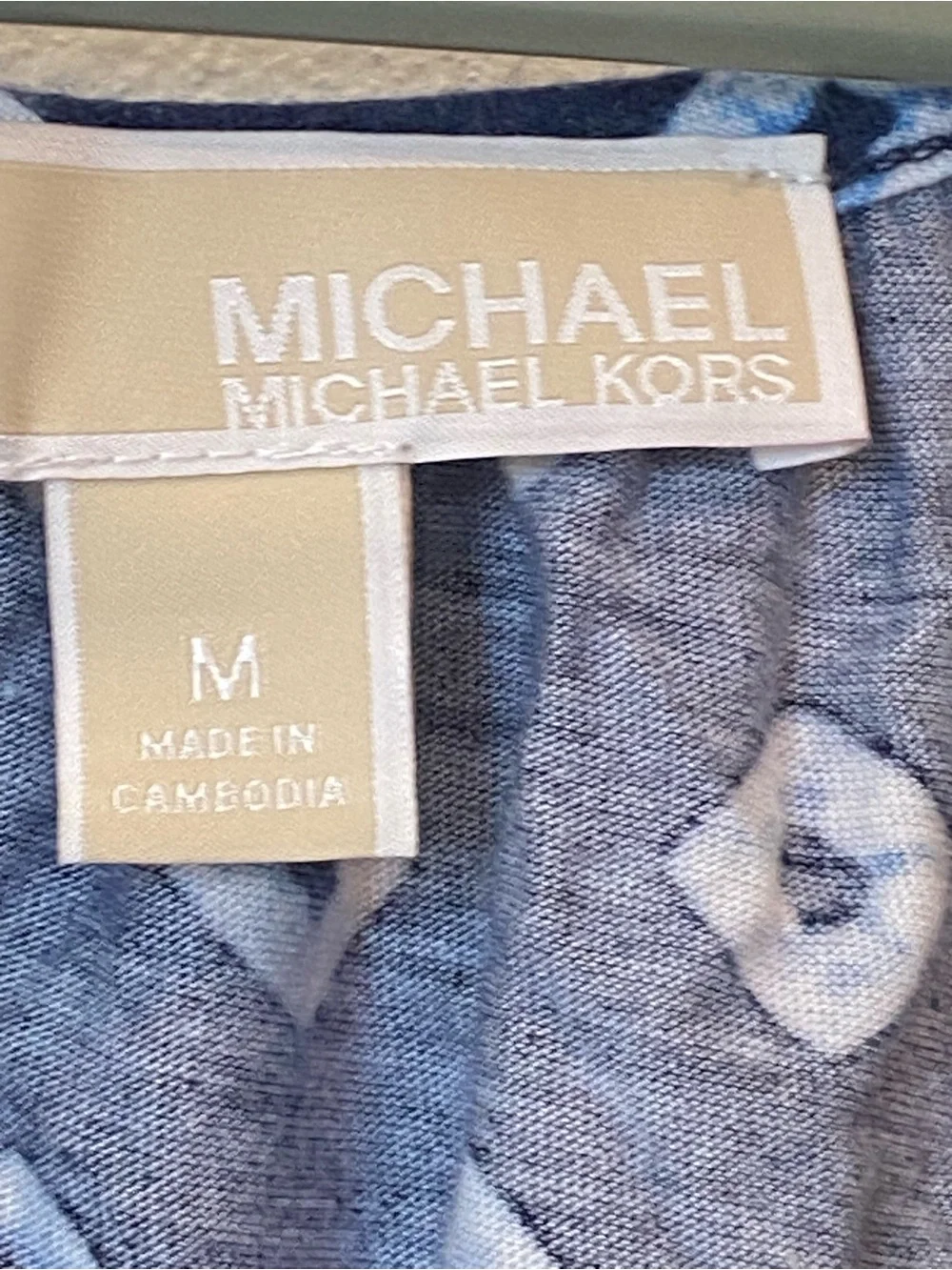Michael Kors Navy 3/4 Sleeve Geometric Tunic Top size medium